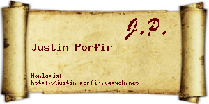 Justin Porfir névjegykártya